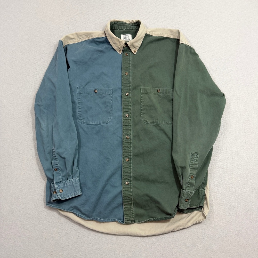 Vintage Field Gear Button Down LT Multicolor Long Sleeve Shirt Colorblock Twill